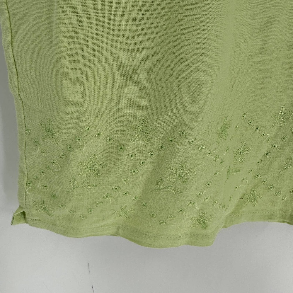 Rachel Rose Green Linen Eyelet Embroidered Wide Leg Pants - Picture 8 of 12